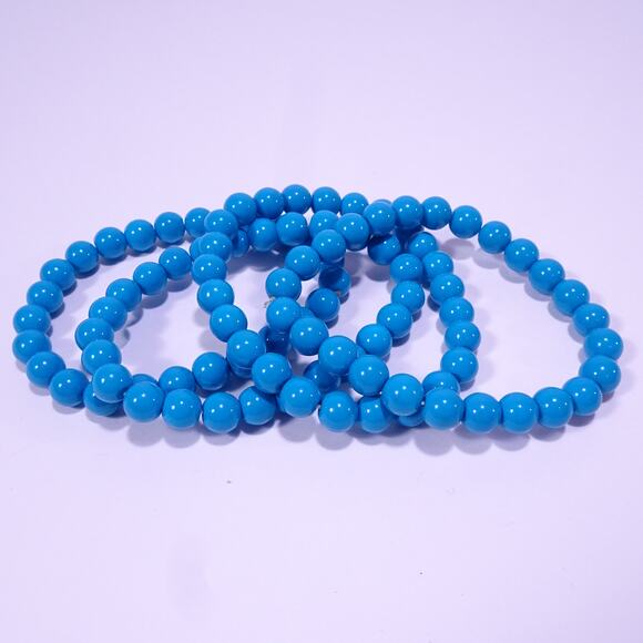Anthropologie Women's Bright Blue Glass Bead Stackable Bracelet Set NWOT 138 - Picture 4 of 9